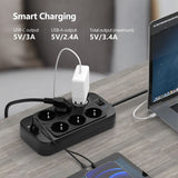 1 x RAW Customer Returns Multiple socket with USB, JSVER 6-way power strip with 3 USB A and 1 USB C desk distribution socket 3680W 16A with switch, wall-mounted surge protection for home office, 2M-black - RRP €19.15