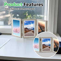 1 x RAW Customer Returns SPORWAY Picture Frame 13x18 for 3 Photos Foldable Photo Frame for Multiple Photos Wooden Picture Frame with Glass Panel, 3D Picture Frame Collage for Wedding Family Baby Grey  - RRP €11.09