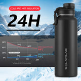 2 x RAW Customer Returns SOLARLAB Stainless Steel Thermos Bottle - Insulated Bottle 1L - BPA Free - Water Bottle Suitable for Hot and Cold Drinks, Ideal for School, Sports, Camping Black, 1200ml  - RRP €40.8