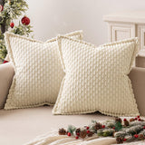 1 x RAW Customer Returns MIULEE Corduroy Cushion Cover Christmas Christmas Pillow Decorative Pillowcases Cushion Cover Modern Sofa Cushions Throw Pillows Decorative Pillows for Sofa Living Room Set of 2 50 x 50 cm Cream White - RRP €20.49