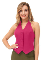 3 x Brand New Belle Poque Women Halter V-Neck Vest Sleeveless Single Breasted Business Work Suit Waistcoat - RRP €101.4