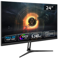 1 x RAW Customer Returns 24 inch 240Hz Supports 144Hz Gaming Monitor, 100 sRGB IPS Screen FHD 1920 x 1080P, AMD FreeSync Premium, 2ms GTG, VESA, Frameless Gaming Display, DisplayPort, HDMI, USB, Black - RRP €181.5