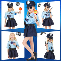 1 x RAW Customer Returns FORMIZON Policewoman Costume Girls, Police Carnival Set, Children s Police Uniform Girls, Cop Children s Costume with Police Hat, Warning Lights, Police Toy for Children Carnival Mardi Gras Cosplay M  - RRP €30.24