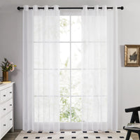 1 x RAW Customer Returns Deconovo Curtain Stores Curtains with Eyelets Curtains Living Room Eyelet Curtain Transparent Voile Curtains Voile Curtains 245 x 140 cm Height x Width , White, Set of 2 - RRP €21.95