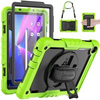 1 x RAW Customer Returns SEYMAC Case for Lenovo Tab M10 3rd Gen 10.1 inch 2022, Shockproof Case with Screen Protector, 360 Rotating Stand and Hand Strap, Shoulder Strap, Case for Lenovo Tab M10 TB-328, Green - RRP €29.17