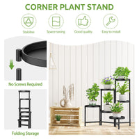 2 x RAW Customer Returns iDavosic.ly Metal Plant Stand Large with 6 Levels, Flower Stand Plant Shelf Indoor Outdoor, Foldable Flower Stairs Indoor Plant Stand Shelf for Garden Balcony Living Room Round, Black  - RRP €119.98