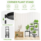 2 x RAW Customer Returns iDavosic.ly Metal Plant Stand Large with 6 Levels, Flower Stand Plant Shelf Indoor Outdoor, Foldable Flower Stairs Indoor Plant Stand Shelf for Garden Balcony Living Room Round, Black  - RRP €119.98