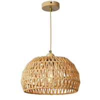 1 x RAW Customer Returns FORCOSO Rattan Pendant Light, Boho Rattan Hanging Rustic Lamp, Woven Hanging Lamp Basket, Rattan Ceiling Lamp E27 30 cm , for Bedroom, Living Room, Dining Room, Hallway, Kitchen - Brown - RRP €45.37