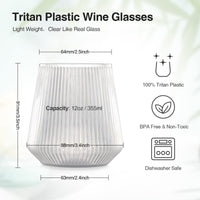 1 x RAW Customer Returns hotder Tritan plastic wine glasses 355 ml, water glasses drinking glasses juice glasses set of 4, dishwasher safe, perfect for home, camping, party, BPA-free vertical design - RRP €19.99