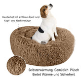 4 x Brand New Granbest Luxury Plush Dog Bed Cat Bed Round Dog Cushion Super Soft Doughnut Shape Pet Bed for Small Medium Dogs Faux Fur Pet Bed Machine Washable 50cm, Khaki  - RRP €81.6