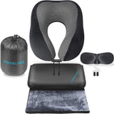 1 x RAW Customer Returns Proglobe Neck Pillow Travel Set - Travel Pillow for Air Travel, 100 Memory Foam with Comfortable and Breathable Cover, Includes 3D Sleep Mask, Ear Plugs and Luxury Blanket and Bag - RRP €31.33