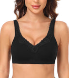 1 x RAW Customer Returns Lemorosy Women s Bra with Buckles Cotton Comfort Bras Mimimizer Size Without Underwire Black, 115E  - RRP €21.38