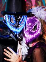 1 x Brand New RONSTONE LED Light Up Halloween Mask, Neon Glowing Mask with 3 Lighting Modes Blue Purple  - RRP €16.13