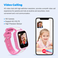 1 x RAW Customer Returns Kesasohe 4G Smartwatch Children GPS with and Phone, Smartwatch with Sim Children with HD Video Call, Family, SOS Chat IP68, Waterproof, Game Camera, Stopwatch Class Mode Pink 4G  - RRP €70.58