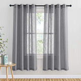 1 x RAW Customer Returns PONY DANCE Linen Look Curtains Dark Grey Curtain Dark Grey Transparent Linen Curtains Living Room Decoration Curtain Semi-Transparent, 2 Pieces H 180 x W 132 cm - RRP €25.95