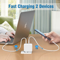 1 x RAW Customer Returns IFEART 67W USB C charger with charging cable MacBook Air for MacBook Pro 13 inch, MacBook Air 2020 2019 2018, iPad Pro 12.9 11, iPad Air 4 5, Samsung S22 S21, Google Pixel, 2-port fast power supply - RRP €30.24