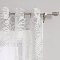 1 x RAW Customer Returns Delien Voile burnout curtain with leaves pattern, transparent curtain with eyelets, living room curtains, W x H 140 x 145 cm, white, 1 piece. - RRP €23.99