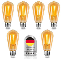 2 x RAW Customer Returns Wenscha E27 Edison Light Bulbs 6 Pack Vintage Non-Dimmable LED Screw Lamps Amber Glass 2700K Warm White 6W 60W Equivalent Energy Saving Light - RRP €32.26