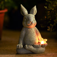 1 x RAW Customer Returns Yeomoo Meditation Yoga Rabbit Figures Decorative Room Garden Decoration for Drau Rabbit with Solar Butterfly Garden Figures Gifts for Women Mom Girlfriend Birthday Waterproof Decoration Living Room Garden - RRP €35.28