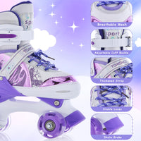 1 x RAW Customer Returns TOMSHOO Skates with 4 Wheels, Roller Skates for Girls Boys Adjustable Sizes, Parallel Skates with LED Lighting Wheels Roller Skates, Skates for Girls Boys Beginner Gift - RRP €47.39