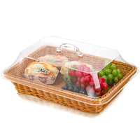 1 x RAW Customer Returns DEAYOU Wicker Bread Basket, Rattan Bread Basket with Lid, Braided Table Plate for Serving Food, Long Poly Mesh Fruit Basket for Vegetables, Restaurant, Display, Kitchen, Party, Rectangle - RRP €32.96