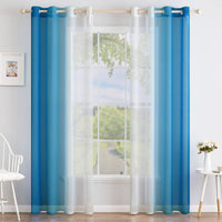 1 x RAW Customer Returns MIULEE Set of 2 Voile Curtains, Two-Tone Curtain with Eyelets, Transparent Curtain, Eyelet Curtain, Translucent Window Scarf for Bedroom 140 x 225 cm, Deep Blue - RRP €27.72