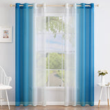 1 x RAW Customer Returns MIULEE Set of 2 Voile Curtains, Two-Tone Curtain with Eyelets, Transparent Curtain, Eyelet Curtain, Translucent Window Scarf for Bedroom 140 x 225 cm, Deep Blue - RRP €27.72