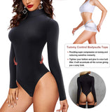 1 x RAW Customer Returns KUMAYES Shapewear Women s Slimming Body Shaping Underwear Shaping Bodysuit Shaping Sheath Women s Long Sleeve Black, XL  - RRP €27.99