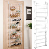 1 x RAW Customer Returns Vinteky 36 Pairs Clear Over The Door Hanging Shoe Rack White 12 Shelves  - RRP €40.99