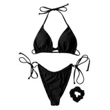 1 x RAW Customer Returns RXRXCOCO Sexy Brazilian Bikini Women Set Triangle String Top Bikini Thong Swimwear Black Size S - RRP €35.99