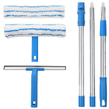 1 x RAW Customer Returns Mitclear window cleaner with telescopic handle 146cm , professional window wiper with silicone squeegee microfiber scrubber, window cleaning set for bathroom, shower, glass, mirror, car - RRP €16.2