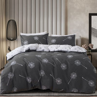 1 x RAW Customer Returns KEAYOO bed linen 135x200 gray white reversible bed linen dandelion pattern 100 cotton for winter to summer soft touch with zip 2-piece set - RRP €28.22