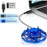 1 x RAW Customer Returns UFO Drone for Kids, Mini Flying Drone with LED Lights, Hand Controlled RC Quadcopter, Outdoor Infrared Induction Aircraft, Toys for Boys and Girls Blue  - RRP €18.65