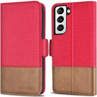 44 x Brand New KEZiHOME Samsung S21 FE Case, Mobile Phone Case for Galaxy S21 FE RFID Protection Card Slots Stand Function Magnet PU Leather Flip Case Shockproof Protective Case for Galaxy S21 FE 5G 6.2 Inch Red Brown  - RRP €487.96