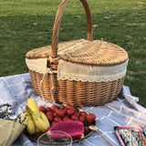 1 x RAW Customer Returns Garneck picnic basket with lid shopping basket braided mushroom basket fruit basket bread basket rattan basket wicker basket with handle braided basket flower basket for outdoor picnic 35CM - RRP €39.99