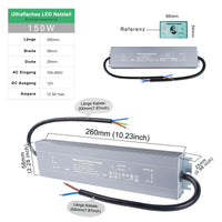 1 x RAW Customer Returns REYLAX IP67 LED Transformer 12V 150W 12.5A, Waterproof Outdoor LED Driver, 220V to 12V Transformer, AC to DC Constant Voltage LED Power Supply, LED Strip Power Controller - RRP €33.12