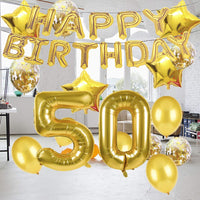 7 x Brand New 50th Birthday Party Supplies Gold Number 50 Mylar Balloon Latex Balloon Decoration Great Cute 50th Birthday Gift for Girls Photo Props - RRP €84.0