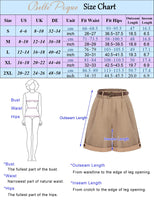 1 x RAW Customer Returns Belle Poque Women s Casual Shorts High Waist Elastic Waistband with Belt Party Leisure Office Khaki Brown S - RRP €29.65