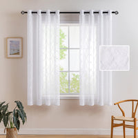 1 x RAW Customer Returns MIULEE Voile Morocco Curtain Sheer with Eyelets Transparent Look Curtains Eyelet Curtain Living Room Window Curtain Airy Translucent Decorative Curtain for Bedroom Set of 2 160 x 140cm H x W White - RRP €21.17