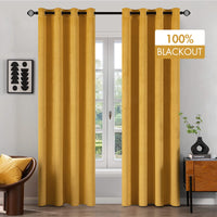 1 x RAW Customer Returns MIULEE Curtains 100 Opaque Velvet Curtains for Bedroom Opaque Thermal Curtains with Eyelets Cold Protection Blackout Curtain Set of 2, HxW 225x140 cm Mustard Yellow - RRP €47.59