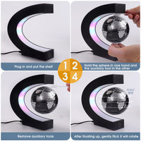 1 x RAW Customer Returns Magnetic Floating Globe with Colored LED Lights C Shape Anti-Gravity Maglev Rotating World Map for Gift Home Office Desk Decoration With Switch, Black  - RRP €41.99