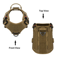 8 x Brand New Icefang Tactical Dog Harness, K9 Work Vest, Clip to attach the leash to the front to prevent pulling, L Neck 18 -24 Chest 28 -35 , Coyote Brown-4x Metal Buckle - RRP €163.2