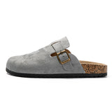 1 x RAW Customer Returns JOMIX Sandals Men s Mules Flat Slippers Summer Boys Clogs Leather Slip On Shoes Elegant Gray, 45 EU, MU8676  - RRP €60.0