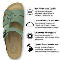 1 x RAW Customer Returns AFS-Schuhe 2122 women s mules made of genuine leather, high-quality slippers for women with Eva sole, Made in Germany 39 EU, green Verde  - RRP €60.46