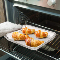 1 x RAW Customer Returns TEAMFAR baking tray with cooling rack, stainless steel small baking mold, mini oven tray and cake rack cooling rack, 23.6 x 17.8 x 2.5, healthy non-toxic, easy to clean and dishwasher safe - RRP €10.07