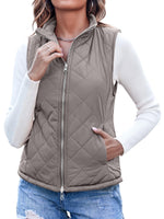 1 x RAW Customer Returns YBENLOVER Reversible Vest Women s Short Fleece Softshell Quilted Vest Warm Sleeveless Jacket with Zipper Pockets - RRP €30.24