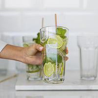 1 x RAW Customer Returns TREND FOR HOME Cocktail glasses large drinking glass Caipirinha glasses 630 ml Set of 6 Cocktail highball water glass set XXL tumblers retro design Dishwasher safe Alva collection Transparent - RRP €35.99