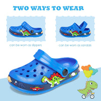 1 x RAW Customer Returns Hitopteu Children s Clogs Dinosaur Garden Shoes Slippers Garden Clogs Blue EU 32 - RRP €19.3