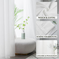 1 x RAW Customer Returns CUCRAF Sheer Voile Transparent Curtains in Linen Look with Eyelets Curtain made of Voile Polyester Eyelet Curtain Living Room Window Curtain for Bedroom Set of 2 140 X 245 cm W x H , Off White, Grommet Top - RRP €23.99