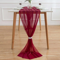 1 x RAW Customer Returns AOKSUNOVA table runner chiffon burgundy red 70 x 400cm decorative fabric wedding table decoration washable - RRP €20.16